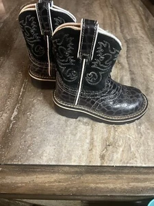 Ariat 4LR Kids  Boots Child youth Size 9.5 Snake Print Leather Black Western - Picture 1 of 11