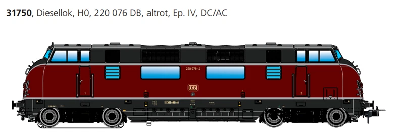 Für DC und Märklin ESU 31750 Diesellok BR 220 076 Epoche 4 SOUND NEU 1 87