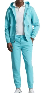 POLO RALPH LAUREN Men's Blue Water-Repellent Double Knit Zip Hoodie & Jogger - Picture 1 of 6
