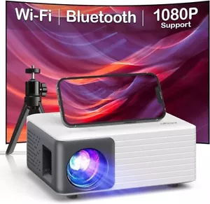 Mini Projector 2.4G WiFi, Native 1080p Bluetooth Portable Projector iOS/Android - Picture 1 of 5