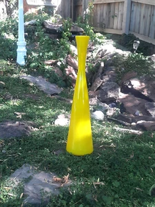 Excellent Hand Blown 18 inch Opaline Deep Yellow Vase w/ polished pontil - Picture 1 of 15