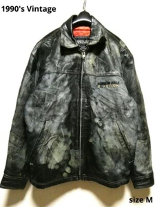 KENNETH COLE REACTION zip up leather Blouson Jacket men Size M bleach processing - Picture 1 of 10