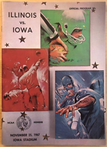 Programme de football Illinois vs Iowa, 25 novembre 1967 à l'Iowa Stadium, 54 p. livre de poche