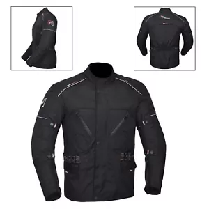 Chaqueta de motocicleta negra para hombre impermeable textil CE blindada - Imagen 1 de 4