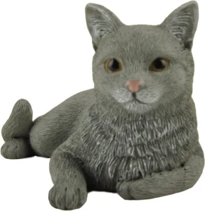 3 Zoll graue Katze posiert handbemalt Mini Figur Statue Skulptur * NEU - Bild 1 von 4