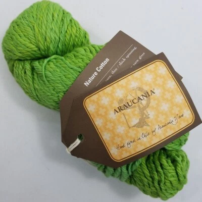  Araucania Nature Cotton Green Hand Dyed Yarn Full 100g Skein Color 22 - Image 1 of 4