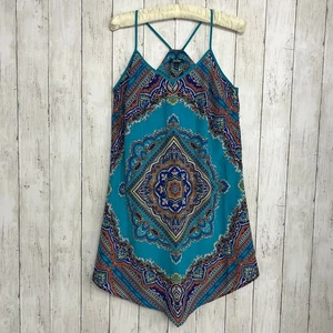 Bebop Träger Gobelin bunt leicht fließend Sommer Boho seidig Minikleid - Bild 1 von 8