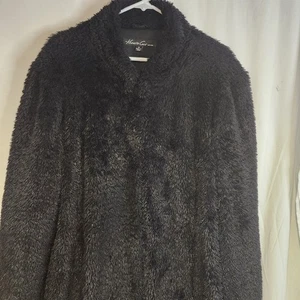 Kenneth Cole Black Faux Fur Furry Long Warm Chic Casual Womens Jacket Size 3X - Picture 1 of 6