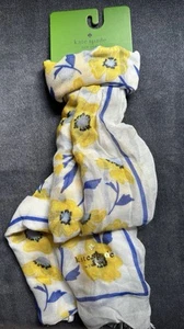 NUEVO Kate Spade Sunshine Floral Oblongo Largo Verano Bufanda Amarillo Crema Azul $98.00 - Imagen 1 de 8