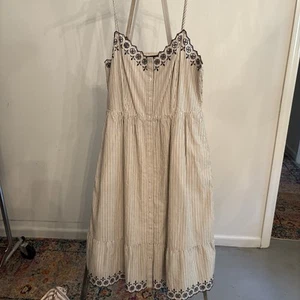 Sun Dress By Madewell. Size 12. Blue Pinstripes With Embroidery - Picture 1 of 8