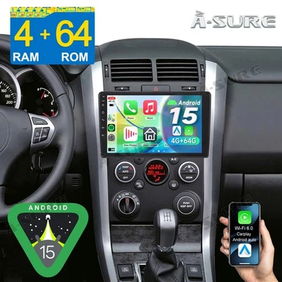 4+64GB Android 15 for Suzuki Grand Vitara 2005-2014 Apple CarPlay Radio GPS Navi - Image 1 of 4