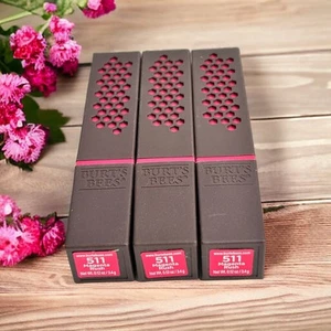 3X Burt's Bees 100% Natural Moisturizing Lipstick #511 Magenta Rush New Sealed - Picture 1 of 6