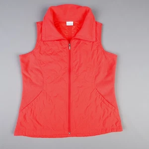 Columbia Womens Large Full Zip Quilted Fleece Vest Pockets Red Orange - Picture 1 of 8