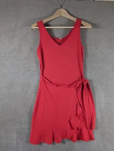 Abito donna XIEERDUO nuovo con etichette taglia M smanicato avvolgente rosso corto arricciato casual - Foto 1 di 11