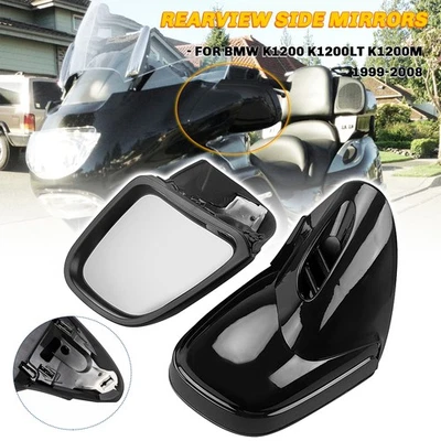 Espejos retrovisores laterales izquierdo y derecho negro brillante para BMW K1200 K1200M K1200LT ABS Foto 1 de 4