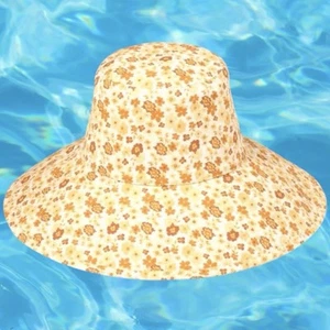 Neu Neu mit Etikett "Mangel an Farbe" Urlaub Fischerhut Pfirsich Blüte S/M Retro Blumen Mod - Bild 1 von 7