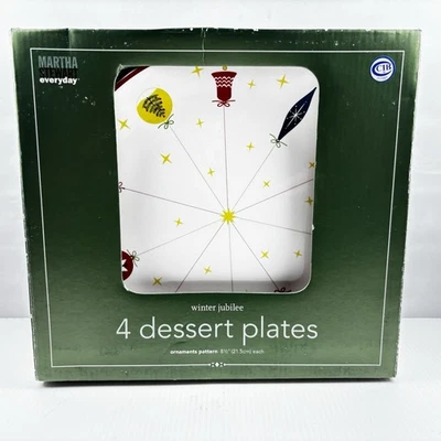 "Juego de 4 platos de postre de gres Martha Stewart adorno jubileo de invierno 8,5"" de colección" Foto 1 de 4