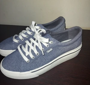 Keds Women's Sneakers 6.5M Platform Lace Up Low Top Jump Kick Duo Chambray Blue - Picture 1 of 15