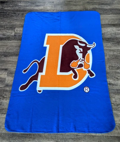 Durham Bulls Minor League Baseball D Bull Giant Logo Blue Fleece Blanket Cover