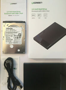 USB C External Hard Drive Ugreen & Toshiba 500Gb (7200RPM) SATA III 2.5" [NEW]