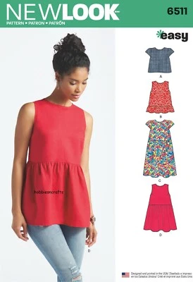NEW LOOK 6511 MISSES' TOPS  Sewing pattern Sizes 6 - 18 Skill: EASY - Image 1 of 4