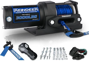 REINDEER 3000lbs Electric Winch Synthetic Rope 12V ATV UTV Towing Trailer 4WD - Picture 1 of 7