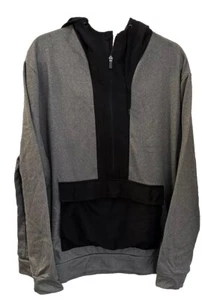 TEK GEAR Hoodie Men’s XXL Gray/Black Half Zip Kangaroo Pocket Casual Pullover - Picture 1 of 7