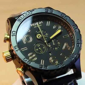 NEW NIXON Watch 51-30 CHRONO BLACK GOLD A0831041 MENS WOMENS GIFT FAST SHIP NICE - Picture 1 of 12