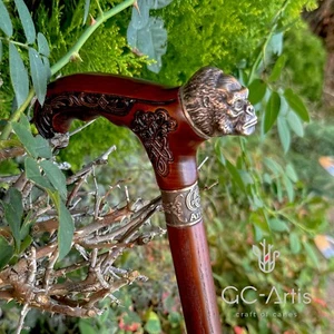 Gorilla Monkey Brass Cane Walking Stick Bronze & Wood, Cool Cane for Men - Picture 1 of 13