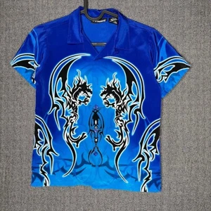 No Boundaries Shirt Youth Small Blue Graphic Vintage Dragons Ice Cool Y2K Grunge - Picture 1 of 10