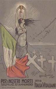 CARTOLINA I GUERRA MONDIALE _ PER I NOSTRI MORTI _ ADELINA ZANDRINO _ autografo - Picture 1 of 2