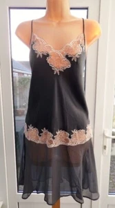 Z50 VIVIS GREY SILK CHIFFON LACE 20'S DROP WAIST SLIP CHEMISE NIGHTIE L 12/14 - Picture 1 of 13
