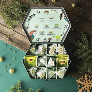 Lipton Coffret en métal Assortiment de 7 thés bio - 48 sachets Pyramid - Picture 1 of 3
