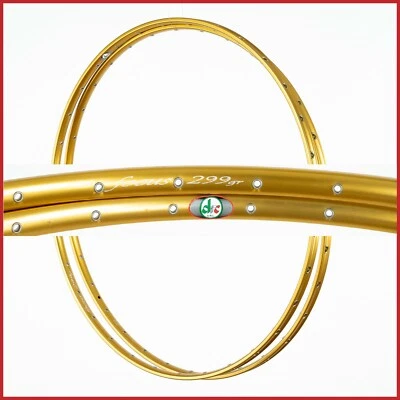 NOS PAIR DRC FOCUS 299gr TUBULAR RIMS 28" 32H HOLES RACING ROAD LIGHTWEIGHT GOLD - Image 1 of 4