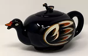 Royal Sealy Duck Teapot Redware handpainted w/ Small Duck on Lid vintage Japan - Picture 1 of 11