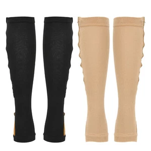 Zipper Compression Socks Soft Nylon Washable Reusable Open Toe Leg Shaping S AU - Picture 1 of 21
