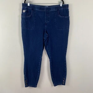 Quacker Factory Regular DreamJeannes Pull-On Snap Bottom Leggings Size XL Blue - Picture 1 of 11