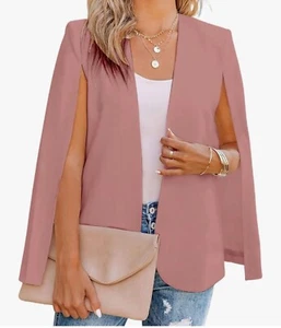 Womens Cape Blazer Split Sleeve Open Front Casual Jacket Coat Formal Workwear - Picture 1 of 5