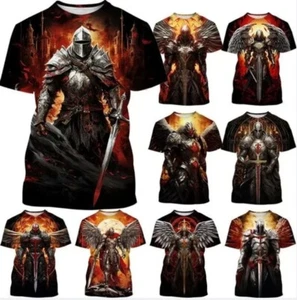 Knights Templar Hip hop 3D Print Women Men Short Sleeve T-shirt Tops Casual Tees - Picture 1 of 11