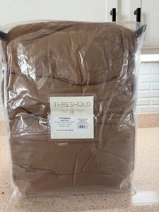 Full/Queen Washed Cotton Sateen Comforter and Sham Set Light Brown - Threshold - Picture 1 of 1