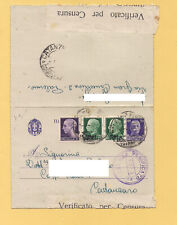 6292) intero biglietto postale Imperiale 50c + altri PM  1-4-45 Palermo Catanzar