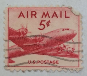 United States Postage ~ AIR MAIL ~ Red 6₵ Cent Stamp ~ Cancelled/Posted ~ Z15 - Picture 1 of 6