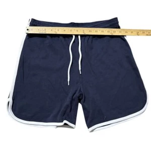 American Apparel RSA7423W - Athletics Unisex Interlock Shorts | Navy/White Small - Picture 1 of 5