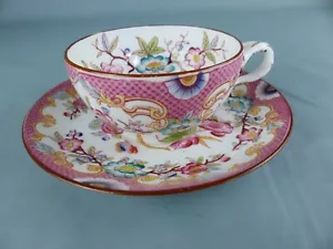 SARREGUEMINES tasse + sous-tasse à thé en porcelaine décor 212 style MINTON tbé - Imagen 1 de 5