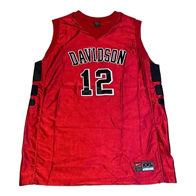 VTG Nike Team NCAA Davidson Wildcats #12 Red Basketball Jersey Rare Adult XXL - Image 1 of 4