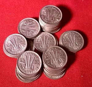 1962 Australian PreDecimal Coin Three Pence Coin 50 %Silver Ungraded 1 x Coin - Picture 1 of 6