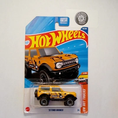 2025 Hot Wheels '21 Ford Bronco Yellow 20/250 HW Hot Trucks 1/10 - Image 1 of 2