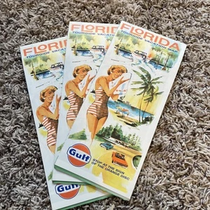 Vintage 1971 Gulf Oil Florida Tour Guide Vacation MAP LOT OF 3 - Picture 1 of 12