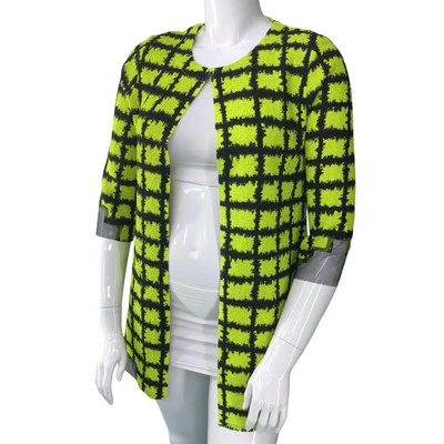 Berek Womens Size M Open Front Crinkle Jacket Neon Black Mesh Detail Lightweight - Image 1 of 4