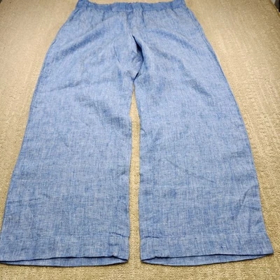 Pantalones Talbots Mujer XL Lino Nantucket Pull On Pierna Ancha Azul Cintura Elástica NUEVO  Foto 1 de 4